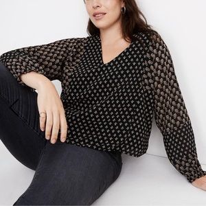 Madewell Sheer Sleeve Top in Brushstroke Paisley Mix M